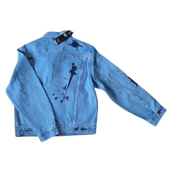 LEVI'S Premium Vintage Ink Blot Men's Trucker Jean Jacket RARE NWT - Picture 2 of 3